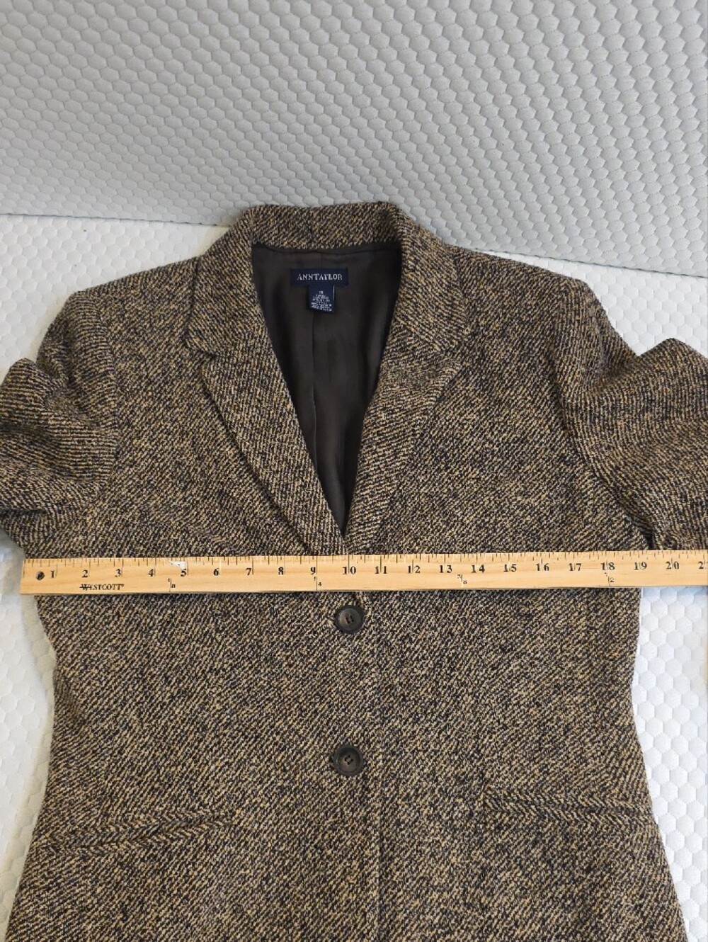 Ann Taylor Brown Tweed 2pc Suit Set Blazer & Trousers Size 12 EUC - Picture 6 of 9
